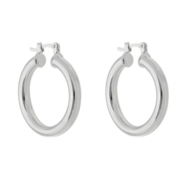 Brinco de Argola Tubo Nana M Folheado em Ródio Branco
