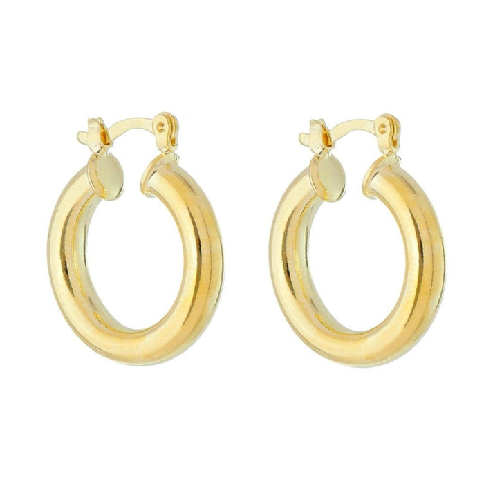 Brinco de Argola Tubo Nana P Folheado a Ouro 18k