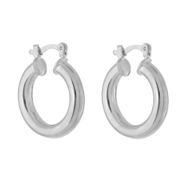 Brinco de Argola Tubo Nana P Folheado em Ródio Branco