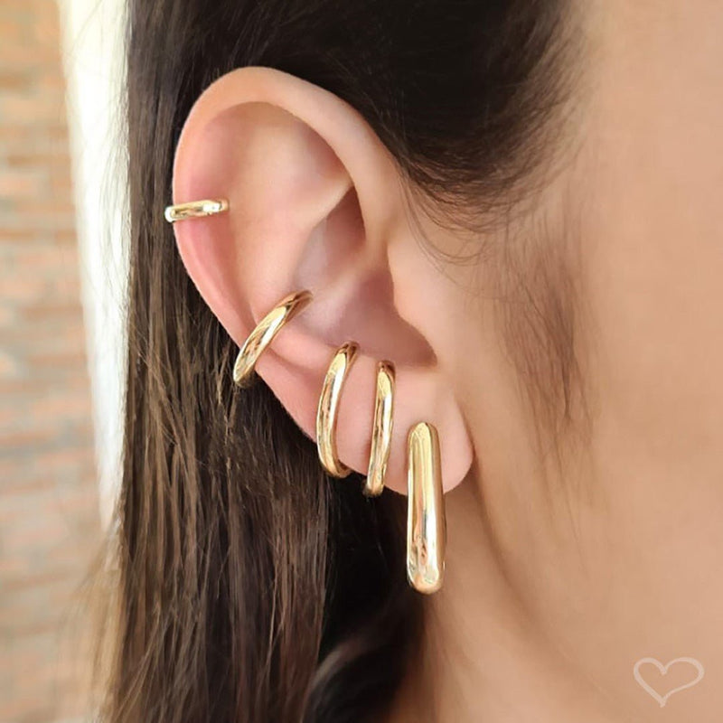 Brinco de Argola V Luci Folheado a Ouro 18k - Piuka