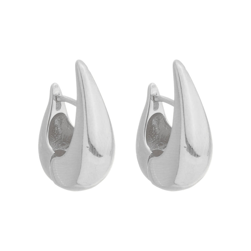Brinco de Argola Vintage Glenda P Folheado em Ródio Branco - Piuka