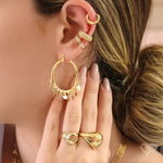 Brinco de Argola Yasmin Estrelas Folheado a Ouro 18k - Piuka