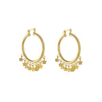 Brinco de Argola Yasmin Estrelas Folheado a Ouro 18k - Piuka