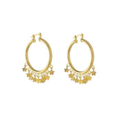 Brinco de Argola Yasmin Estrelas Folheado a Ouro 18k - Piuka