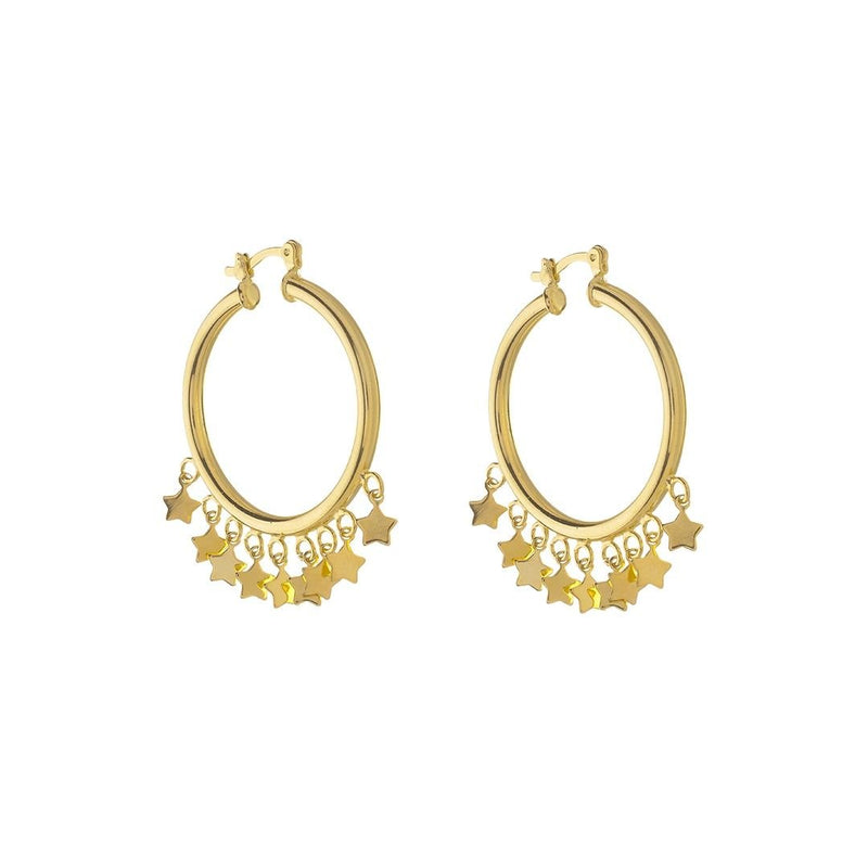 Brinco de Argola Yasmin Estrelas Folheado a Ouro 18k - Piuka