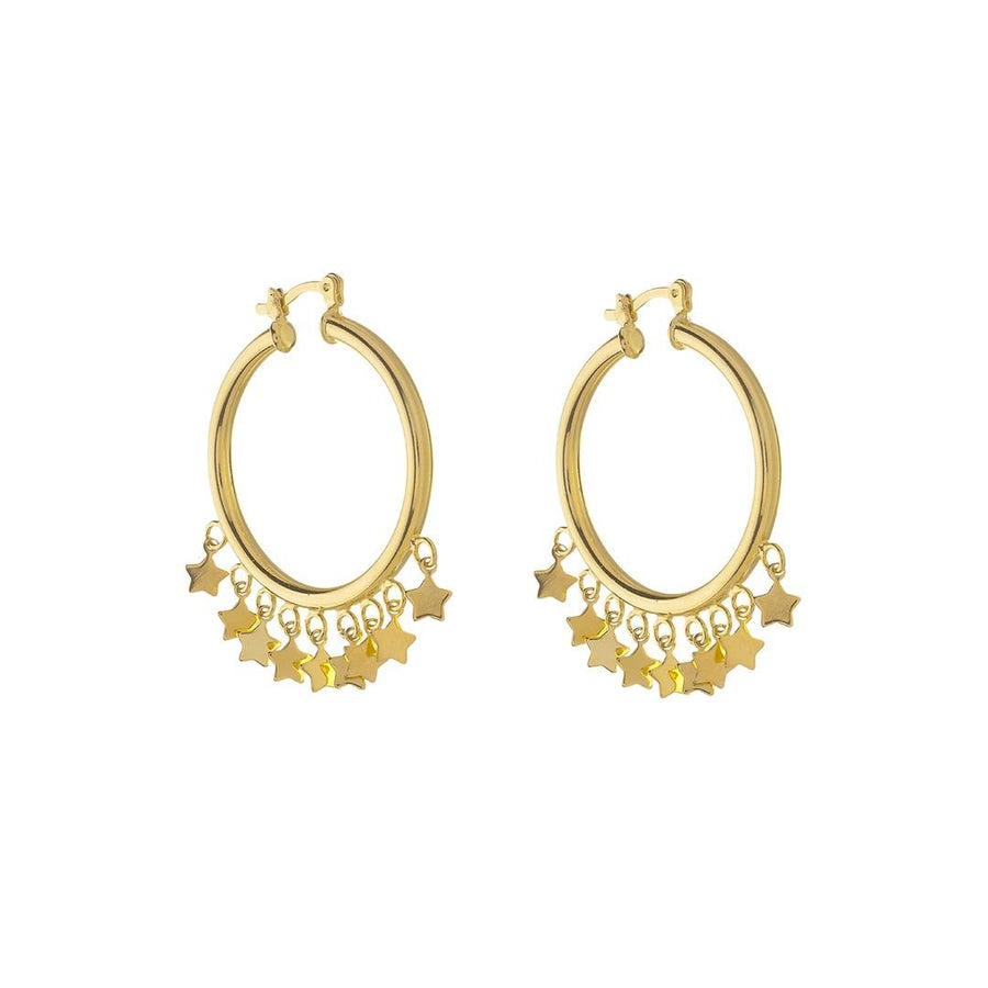 Brinco de Argola Yasmin Estrelas Folheado a Ouro 18k - Piuka