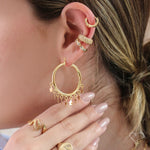 Brinco de Argola Yasmin Estrelas Folheado a Ouro 18k - Piuka