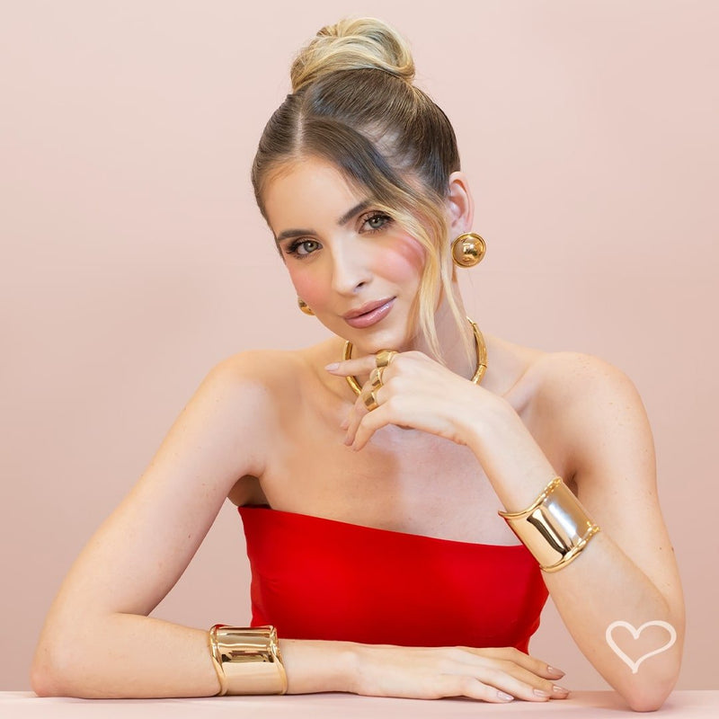 Brinco de Botão Luara Dourado - Piuka