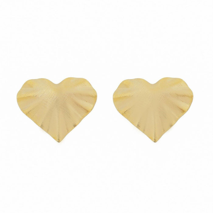 Brinco de Coração Clarice Texturizado Folheado a Ouro 18k