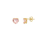 Brinco de Coração Hcc Zircônia Rosa Folheado a Ouro 18k - Piuka