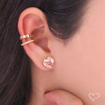 Brinco de Coração Hcc Zircônia Rosa Folheado a Ouro 18k - Piuka