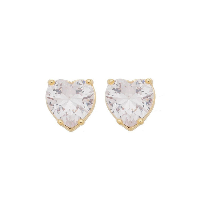 Brinco de Coração Maria Antônia Zircônia Cristal Folheado a Ouro 18k