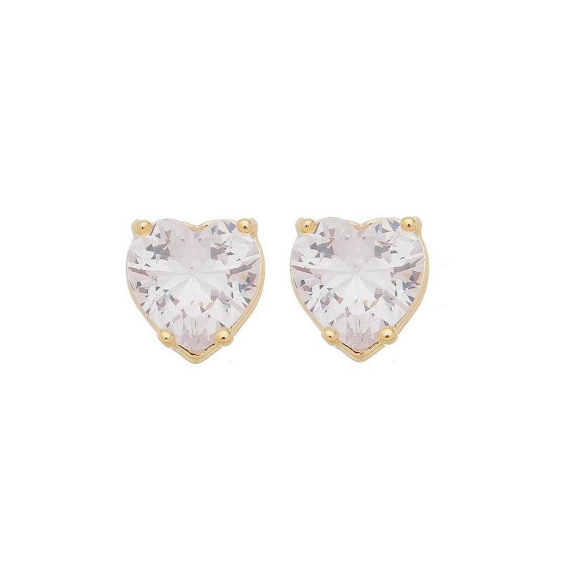 Brinco de Coração Maria Antônia Zircônia Cristal Folheado a Ouro 18k - Piuka