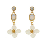 Brinco de Flor Acácia Off White Strass White Opal - Piuka