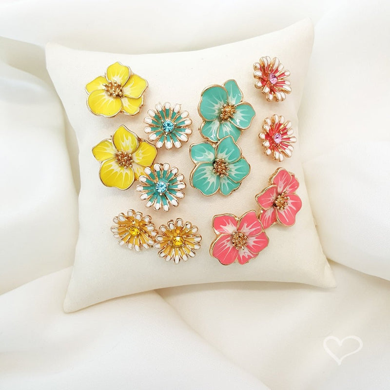 Brinco de Flor Amor Perfeito Amarelo - Piuka
