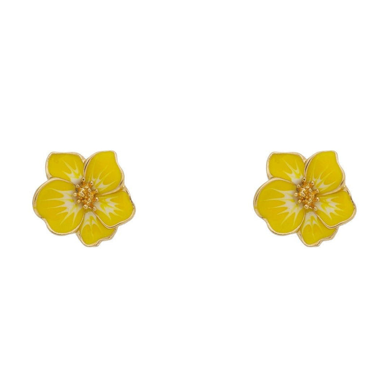 Brinco de Flor Amor Perfeito Amarelo - Piuka