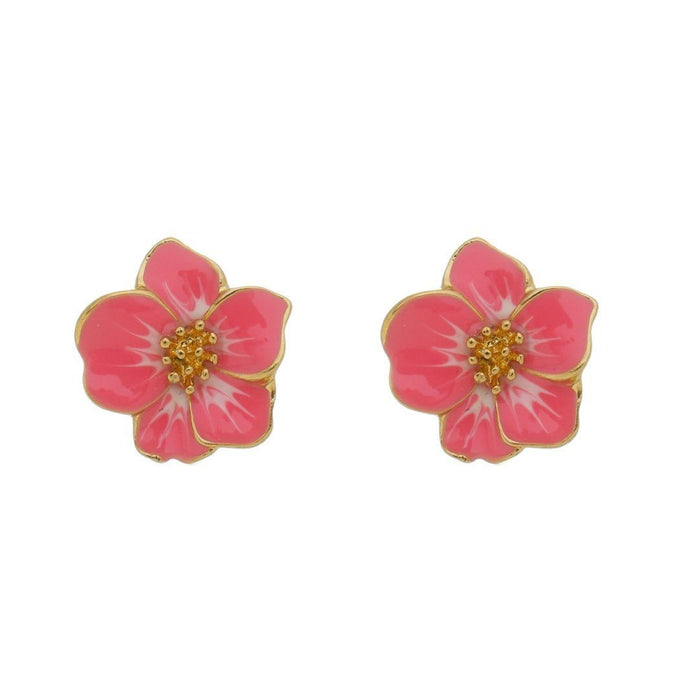 Brinco de Flor Amor Perfeito Rosa