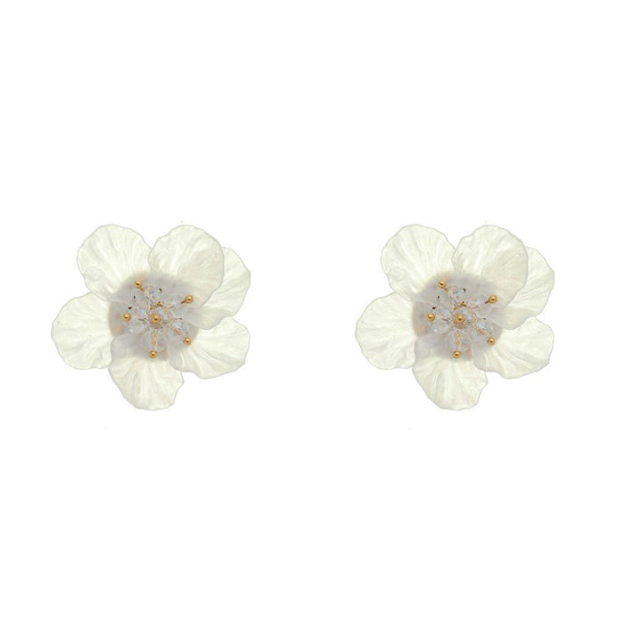 Brinco de Flor Hortênsia Branca