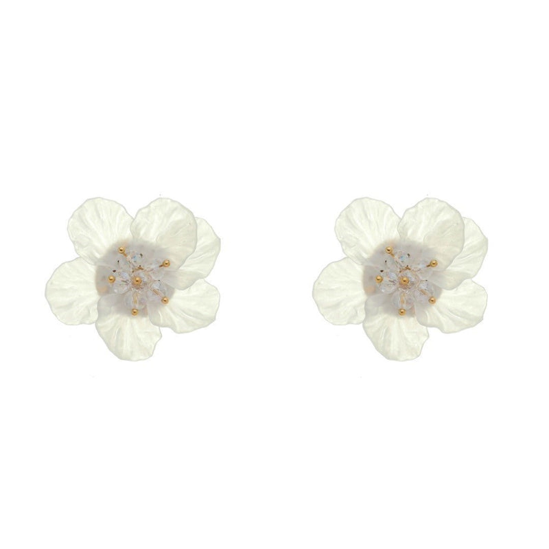 Brinco de Flor Hortênsia Branca - Piuka