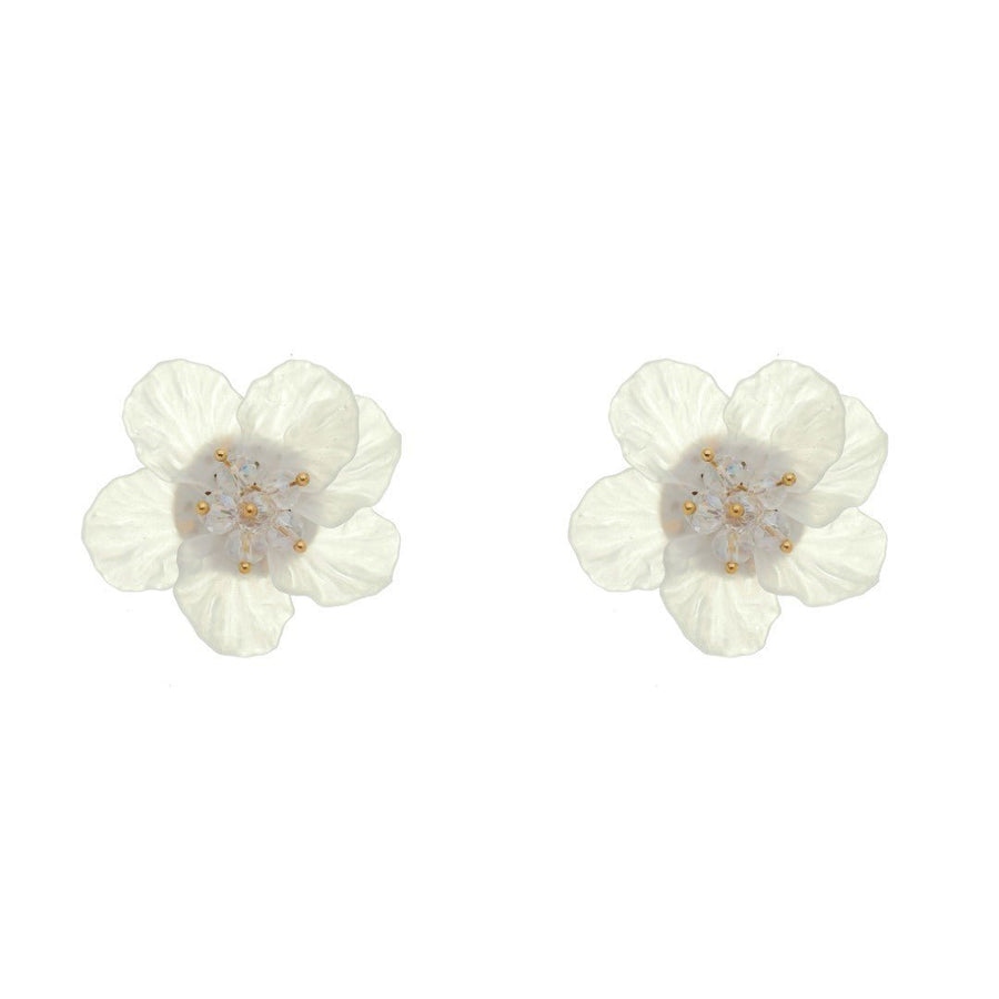 Brinco de Flor Hortênsia Branca - Piuka