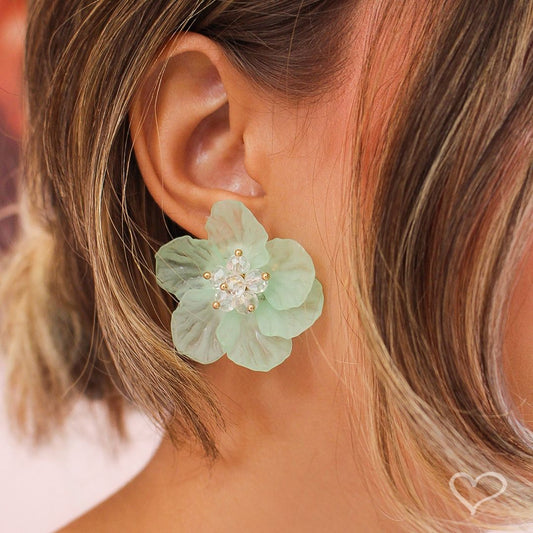 Brinco de Flor Hortênsia Verde - Piuka