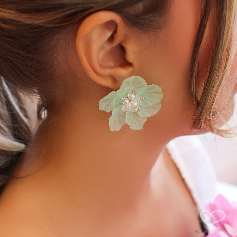 Brinco de Flor Hortênsia Verde - Piuka