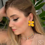 Brinco de Flor Magnólia Amarelo - Piuka