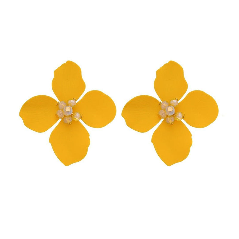Brinco de Flor Magnólia Amarelo - Piuka