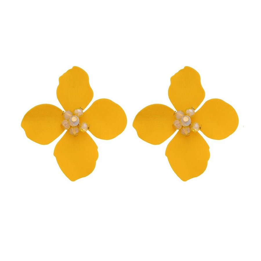 Brinco de Flor Magnólia Amarelo - Piuka