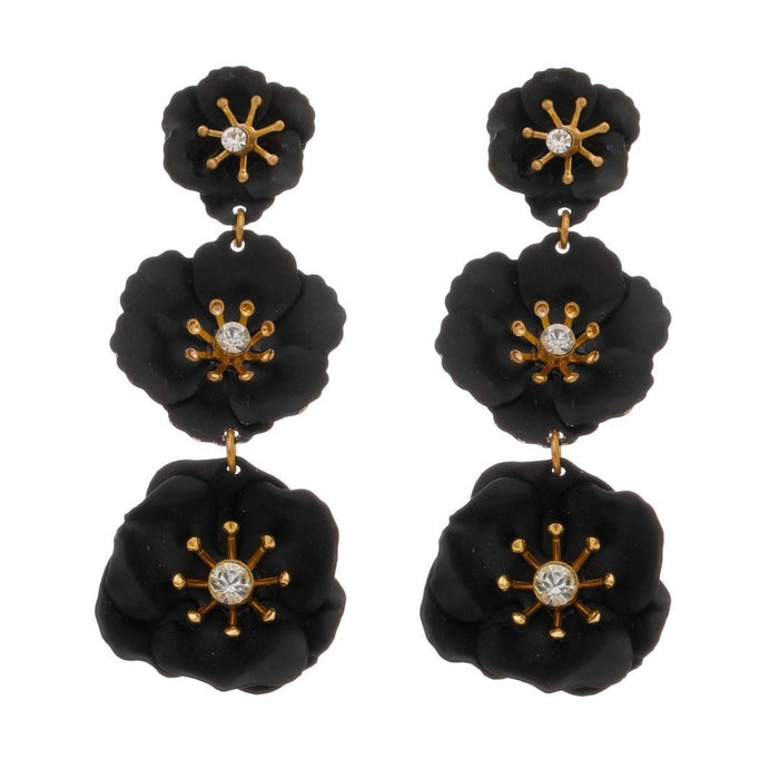 Brinco de Flor Malva Preto