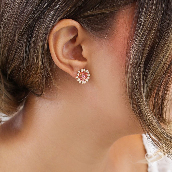 Brinco de Flor Papoulas Rosa