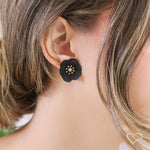 Brinco de Flor Petúnia Preto - Piuka