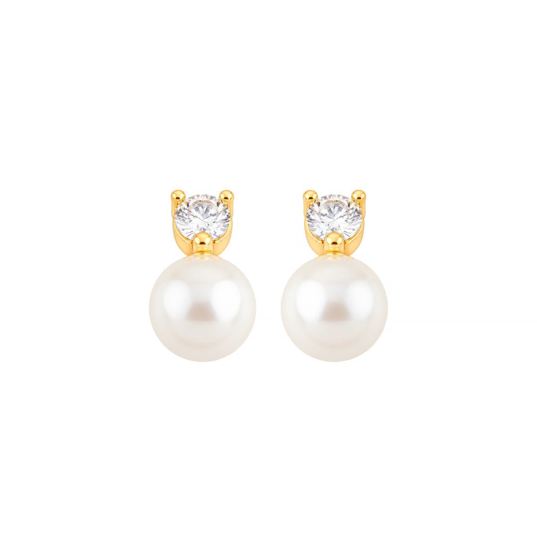 Brinco de Pérola Lina Zircônia Folheado a Ouro 18k - Piuka