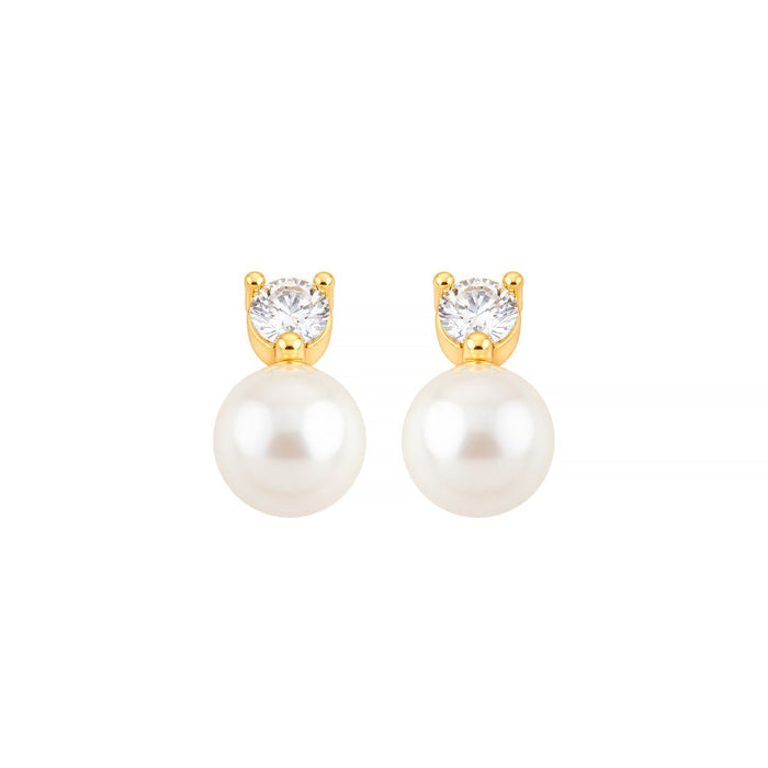 Brinco de Pérola Lina Zircônia Folheado a Ouro 18k