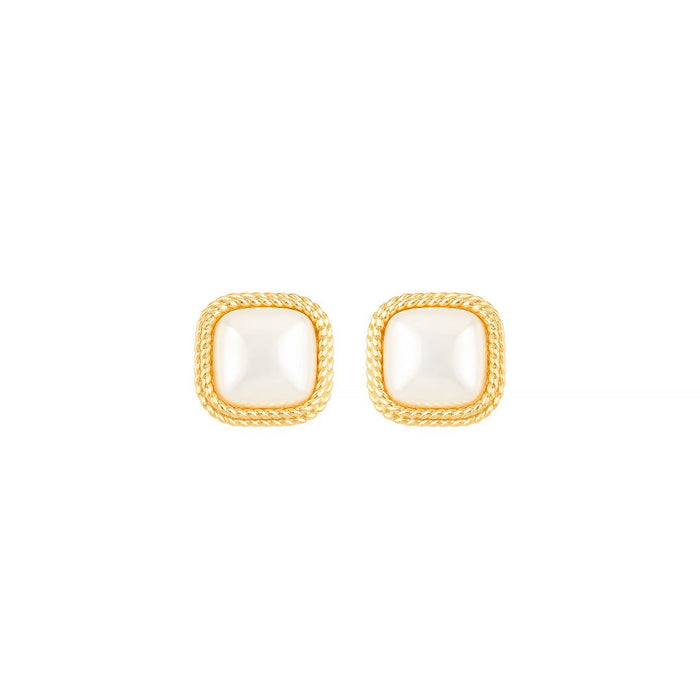 Brinco de Pérola Shell Talia Quadrado Folheado a Ouro 18k