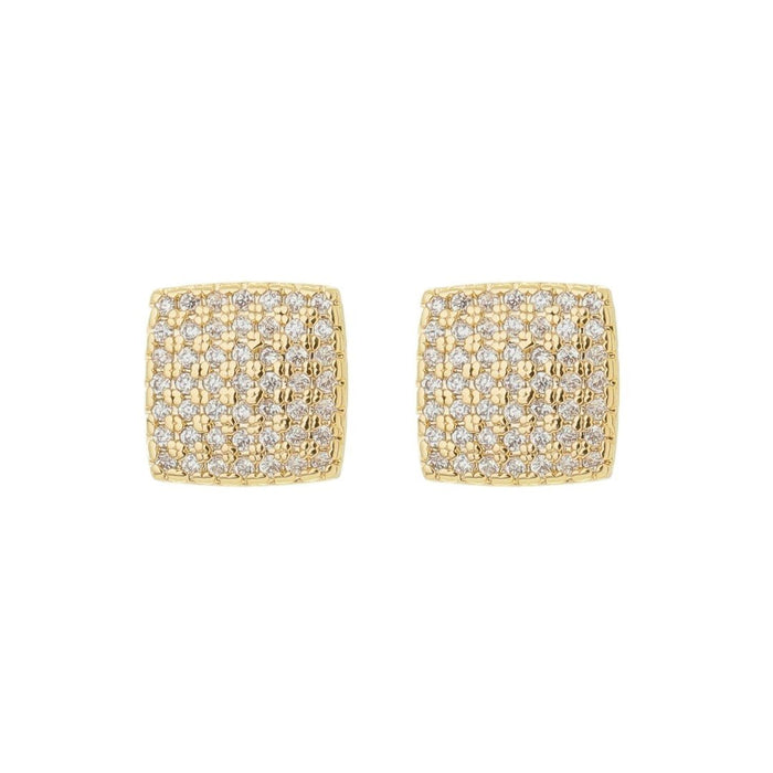 Brinco Débora Quadrado Zircônias Folheado a Ouro 18k