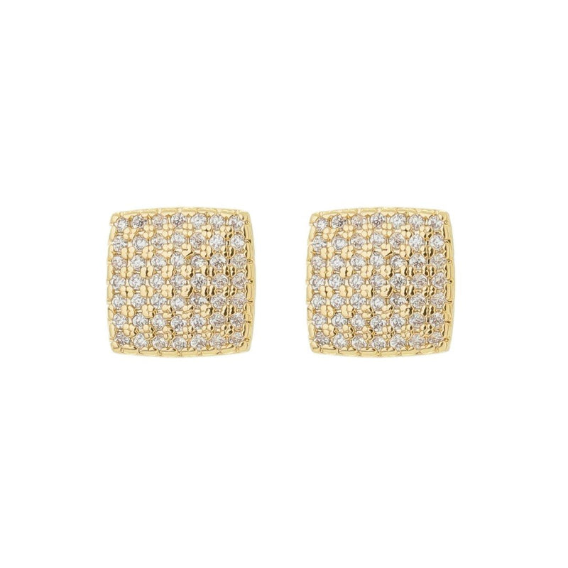 Brinco Débora Quadrado Zircônias Folheado a Ouro 18k - Piuka