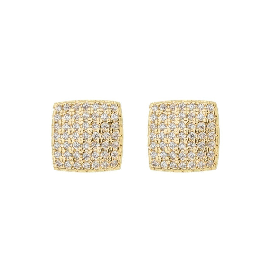 Brinco Débora Quadrado Zircônias Folheado a Ouro 18k - Piuka