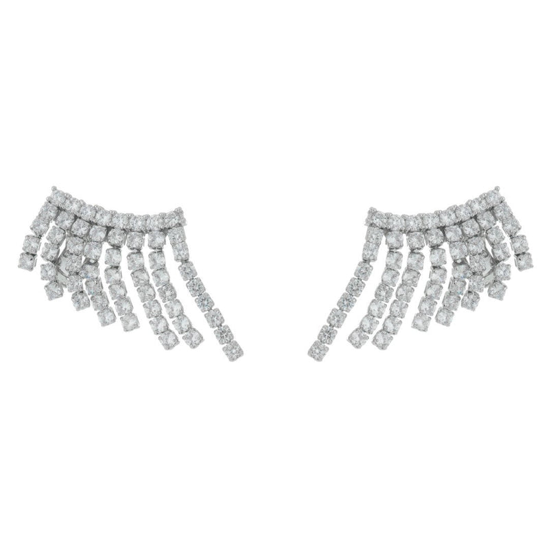 Brinco Ear Cuff Brigite Zircônias Franjas Folheado em Ródio Branco - Piuka