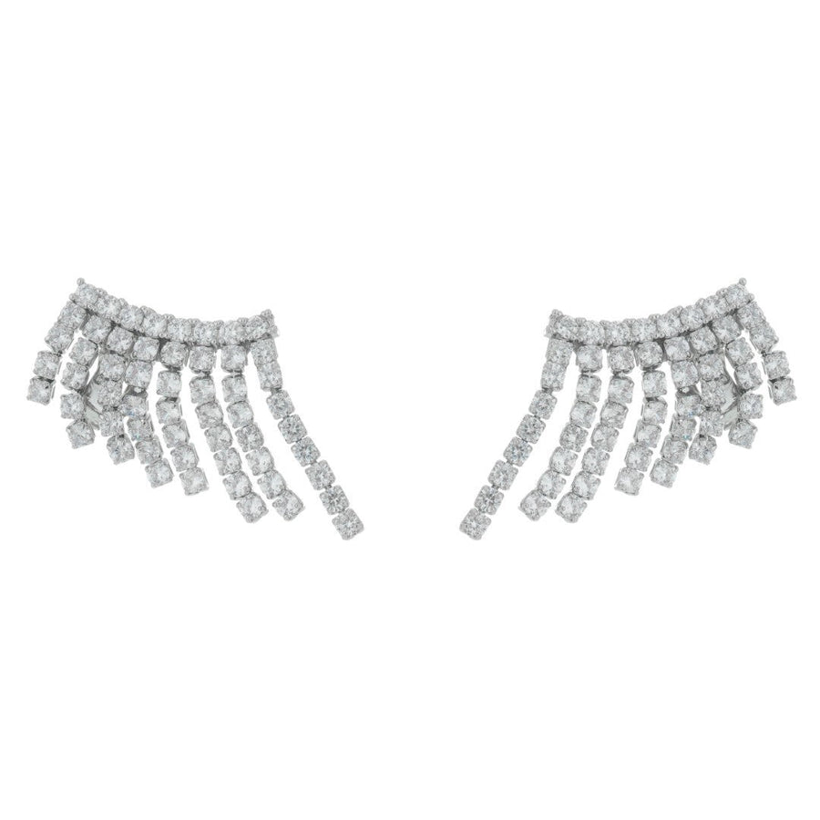 Brinco Ear Cuff Brigite Zircônias Franjas Folheado em Ródio Branco - Piuka