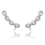 Brinco Ear Cuff Callie Gotas Zircônia Folheado em Ródio Branco - Piuka