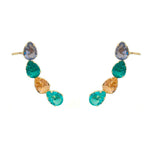 Brinco Ear Cuff Callie Gotas Zircônias Coloridas Folheado a Ouro 18k Piuka - Piuka