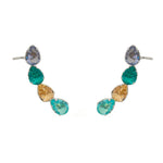Brinco Ear Cuff Callie Gotas Zircônias Coloridas Folheado em Ródio Branco - Piuka