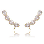 Brinco Ear Cuff Callie Gotas Zircônias Cristal Folheado a Ouro 18k - Piuka