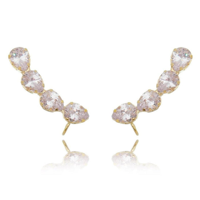 Brinco Ear Cuff Callie Gotas Zircônias Cristal Folheado a Ouro 18k