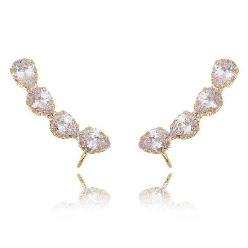 Brinco Ear Cuff Callie Gotas Zircônias Cristal Folheado a Ouro 18k - Piuka