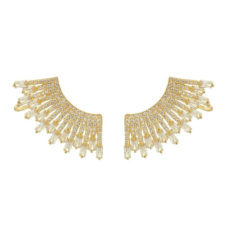 Brinco Ear Cuff Glória Zircônias Folheado a Ouro 18k - Piuka