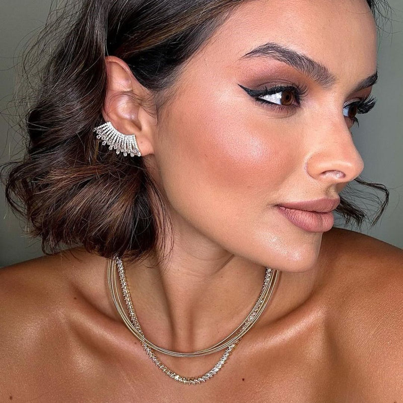 Brinco Ear Cuff Glória Zircônias Folheado a Ouro 18k - Piuka