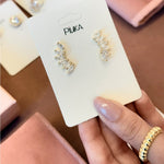 Brinco Ear Cuff Helena Zircônias Folheado a Ouro 18k - Piuka