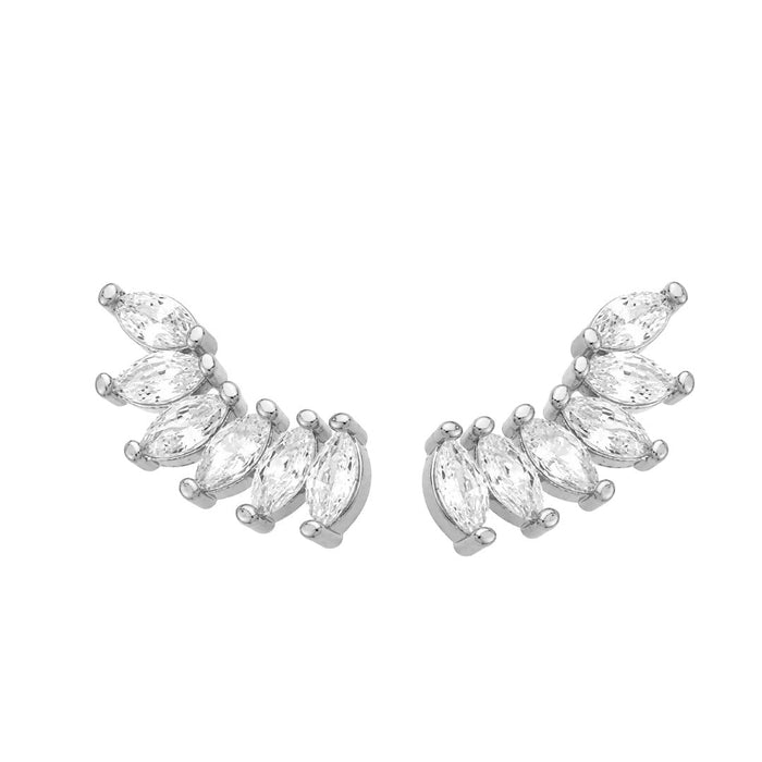 Brinco Ear Cuff Helena Zircônias Folheado em Ródio Branco